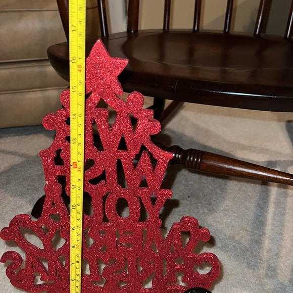 Bundle Hallmark Snowman Tealight burner & Red Glitter shelf standing sign EC - Picture 2 of 9